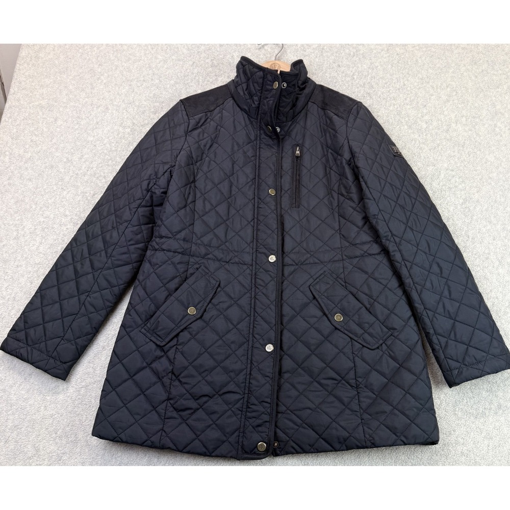 Lauren Ralph Lauren Womens Diamond Quilted Jacket Black Long Sleeve Full Zip M
